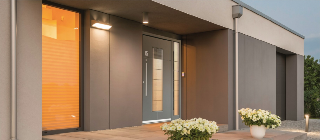 A well-lit exterior can help deter opportunist intruders