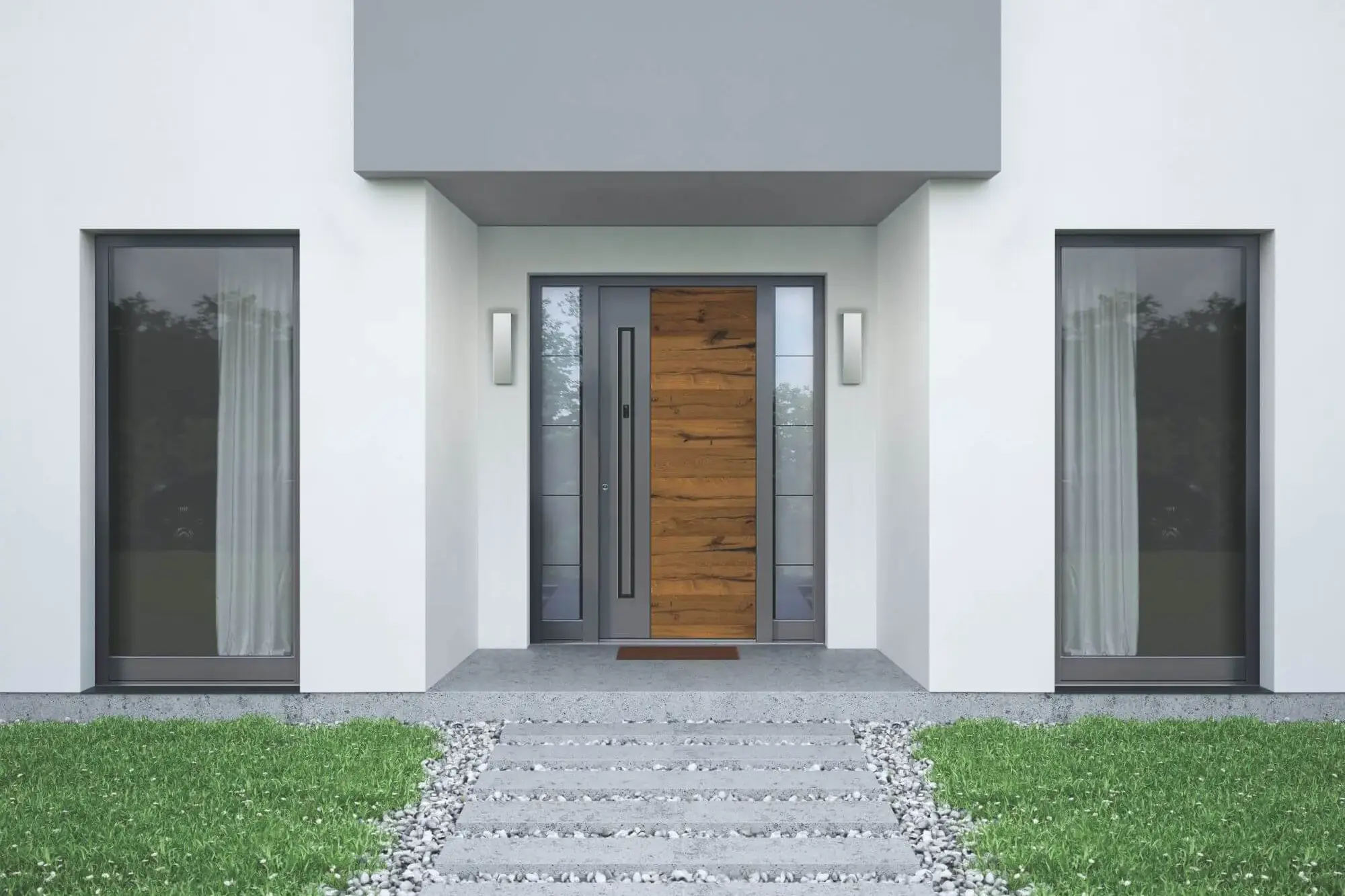 Modern Wood Effect Front Door Security