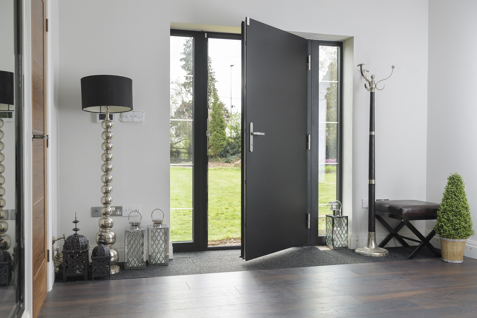 Grey contemporary front door installation London